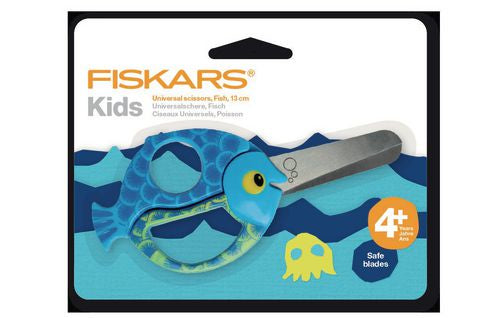 Fiskars Kinderschere 13,0 cm, abgerundet, für Rechts- und Linkshänder – Edelstahl, Blau/Silber