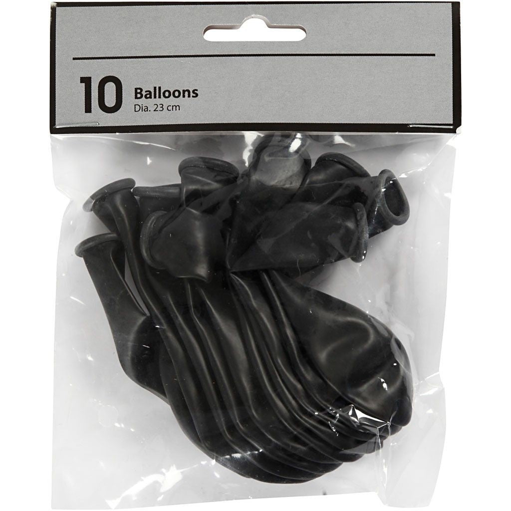 Creativ Company Luftballons Uni – Schwarz – Ø 23 cm – Latex – 10 Stk