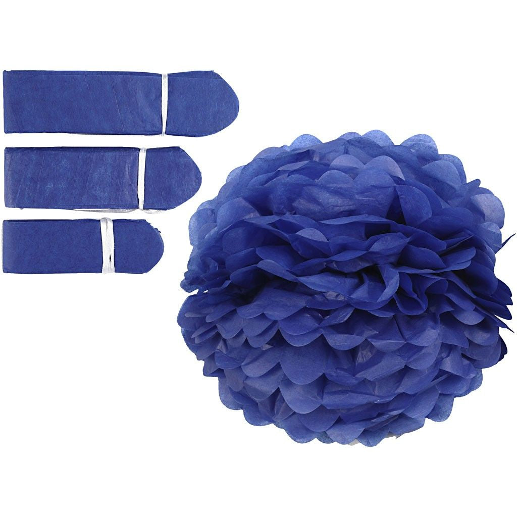 Creativ Company Papier-Pompons – blau – Ø 20/24/30 cm – Papier – 3 Stk