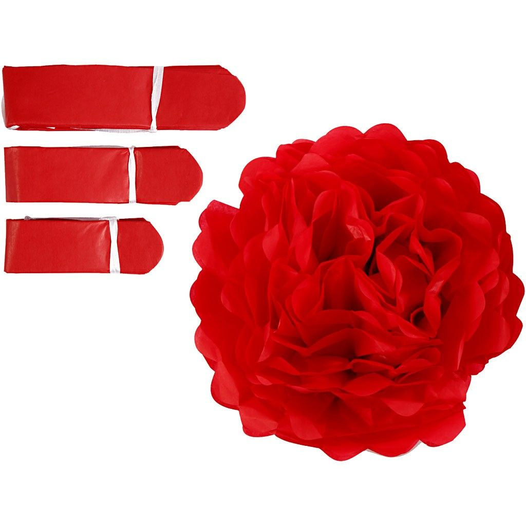 Creativ Company Papier-Pompons – rot – 20, 24, 30 cm – Papier – 3 Stk