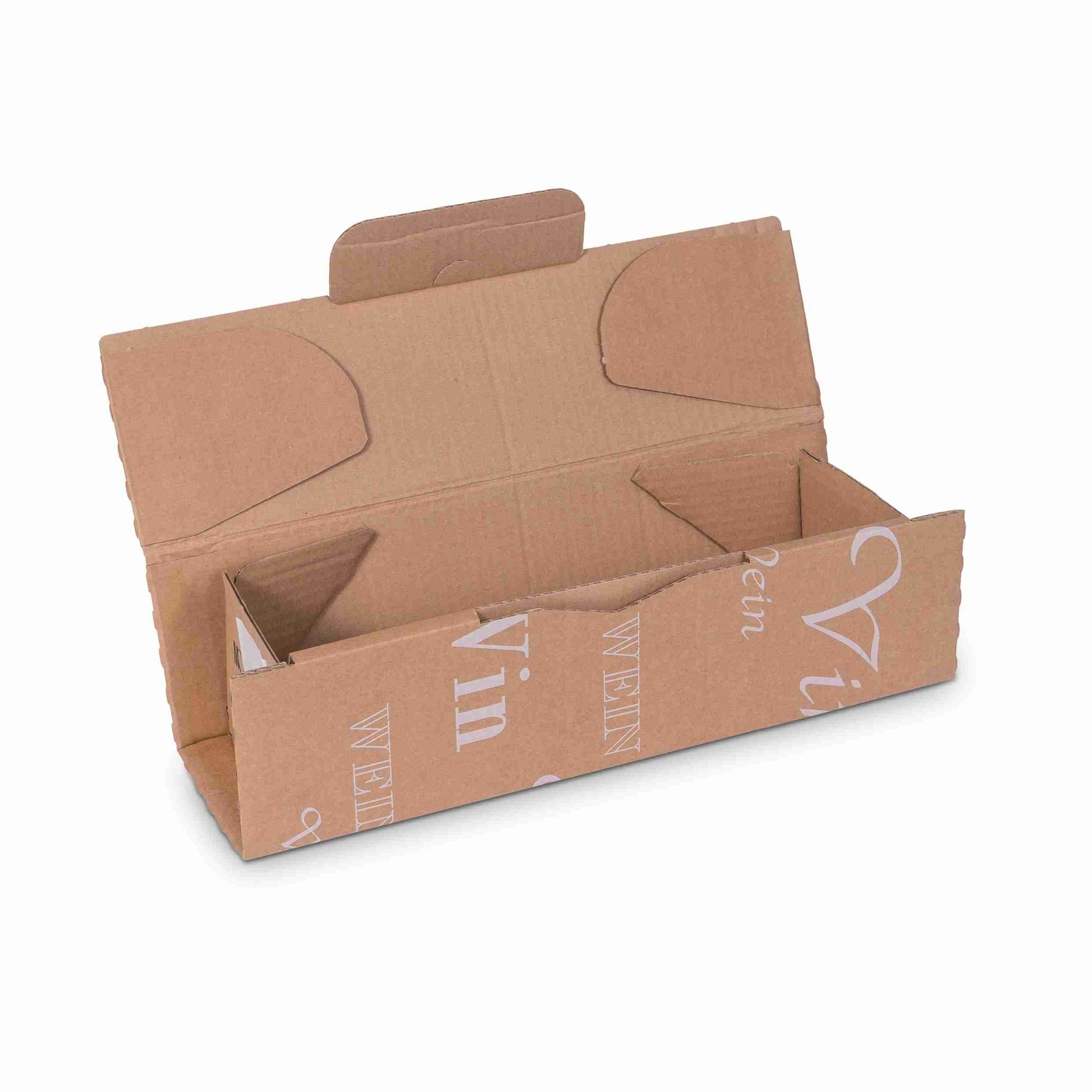 Model Weinversandkarton – für 1 × 0,75 l, max. 330 mm & Ø90 mm – 99 × 99 × 323 mm, braun, Wellkarton – 1 Stk., ab 50 Stk.