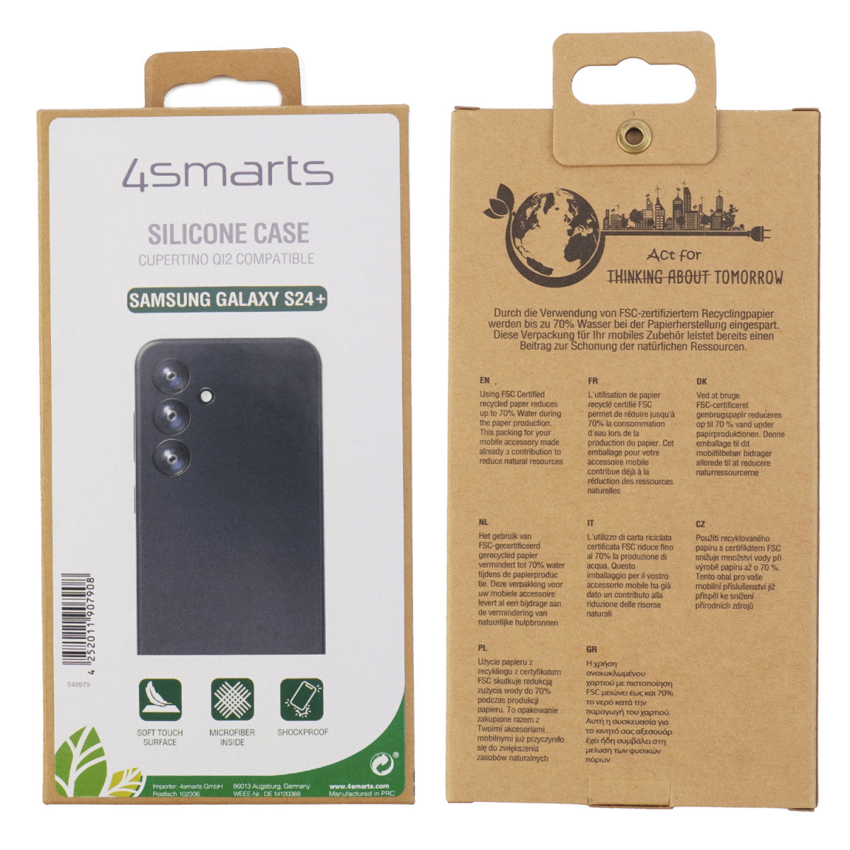 4smarts Cupertino Backcover – für Samsung Galaxy S24+, MagSafe, Silikon+Mikrofaser, Schwarz