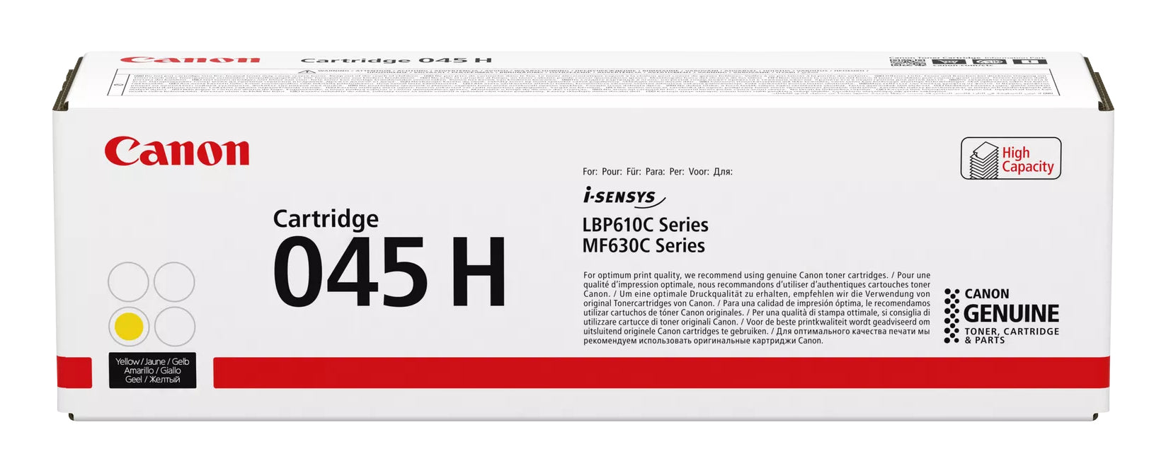 Canon Toner 045 H – Gelb, 2200 Seiten – für Canon LBP613Cdw/LBP611Cn/LBP610C