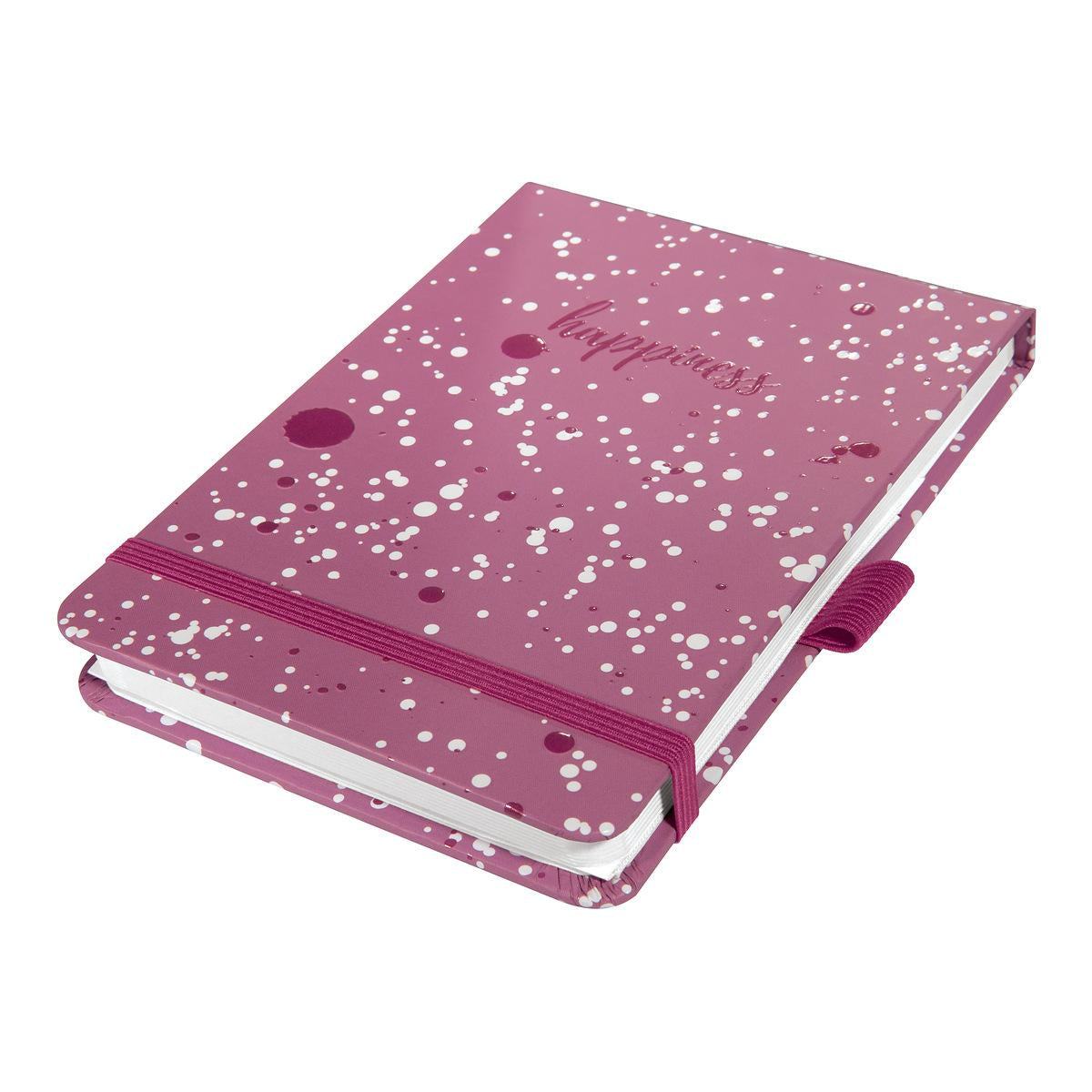 Sigel Notizblock – A6+ – 100 g/m² – Hardcover, perforiert, Gummiband, Stiftschlaufe, violett/weiss, FSC