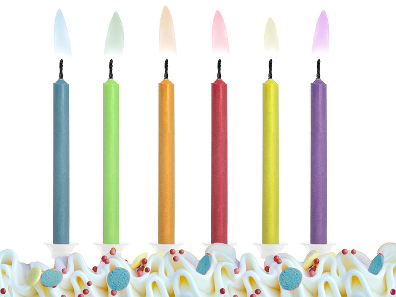 PartyDeco Geburtstagskerzen – mehrfarbig – 6 cm – 6 Stk