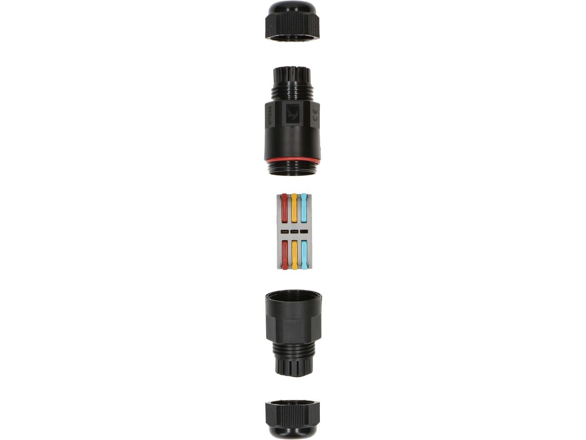 Max Hauri AG Max Hauri Kabelverbinder, IP68, 3-polig, 16 A, 250 V, Schraubklemme, 91×30 mm – schwarz