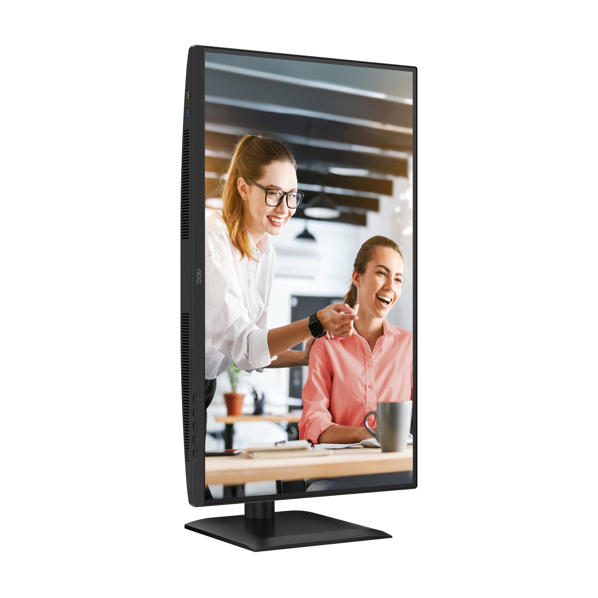 AOC Q27E4CV – Monitor, 27" 2560 × 1440 (WQHD), IPS, 120 Hz, 350 cd/m², USB-C, Lautsprecher, Schwarz