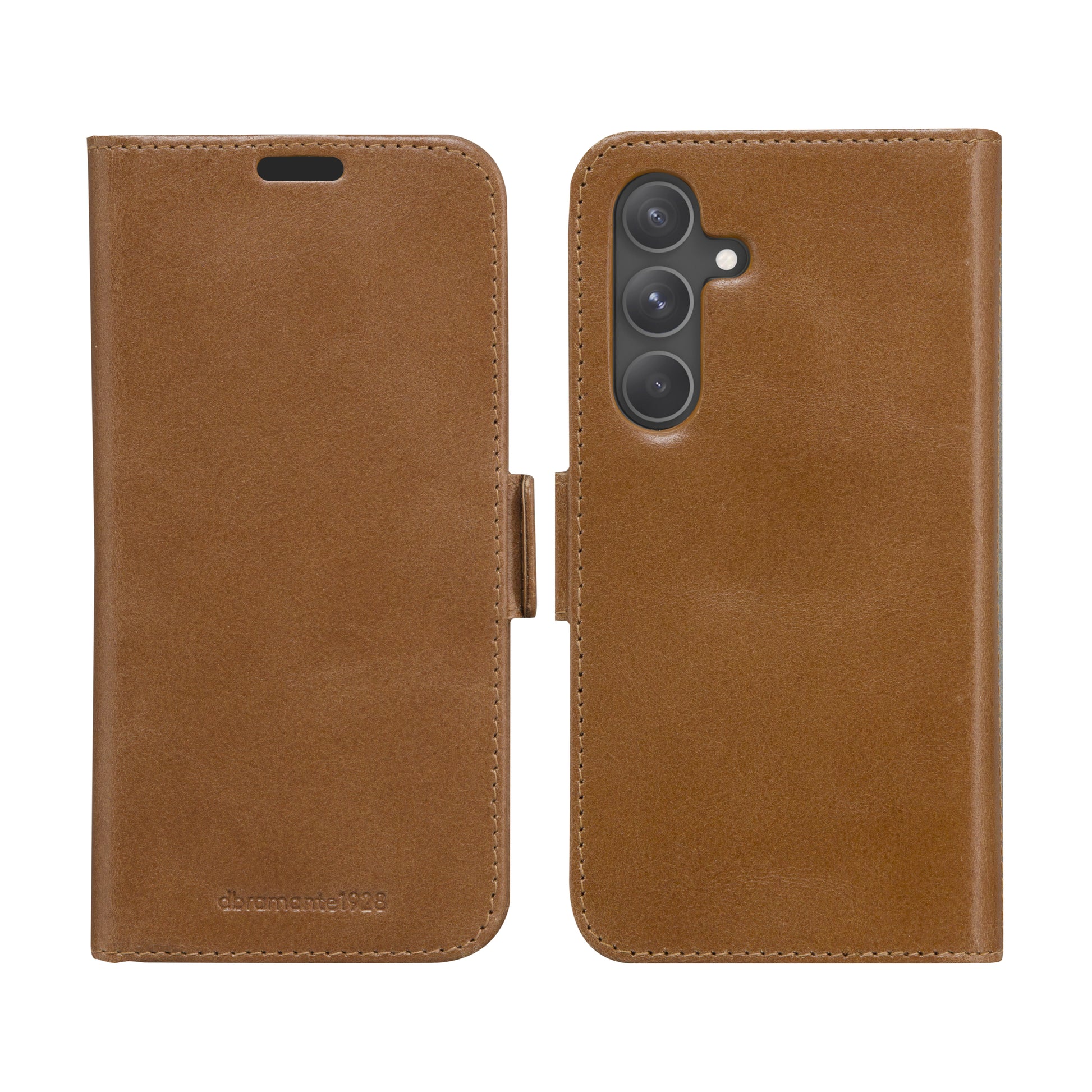 dbramante1928 Lynge Folio – für Samsung Galaxy A55 5G, 3 Kartenfächer, Leder, Tan