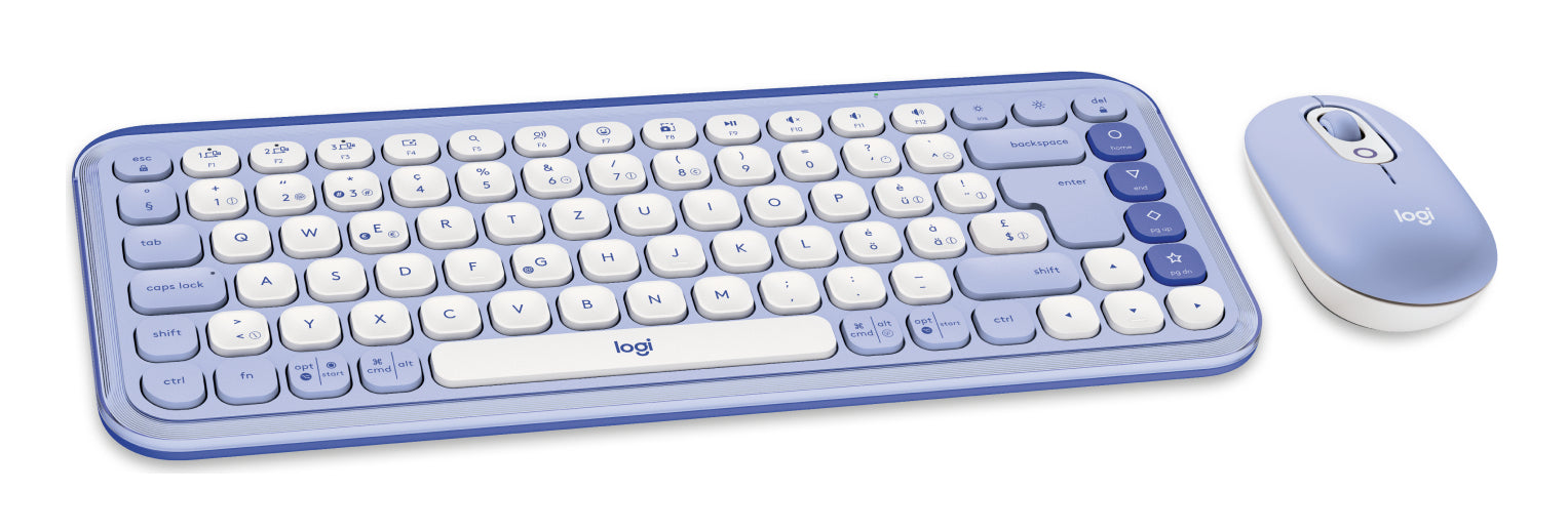 Logitech Pop Icon Combo – Tastatur-Maus-Set – Mini – Schere – Bluetooth – QWERTZ (CH) – Lila/Weiss