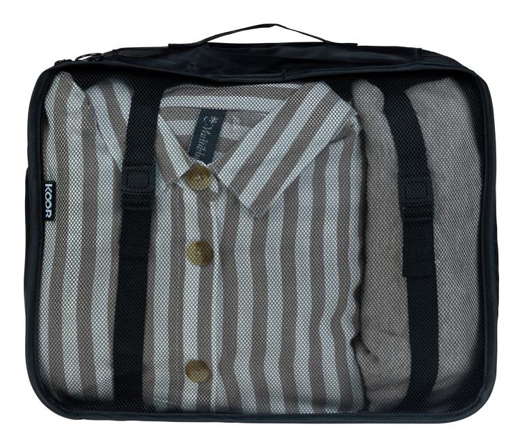 KOOR Packhilfen-Set Reesa L – mit Reissverschluss, Tragegriff – 10 l – Schwarz, Polyester – 2-teilig