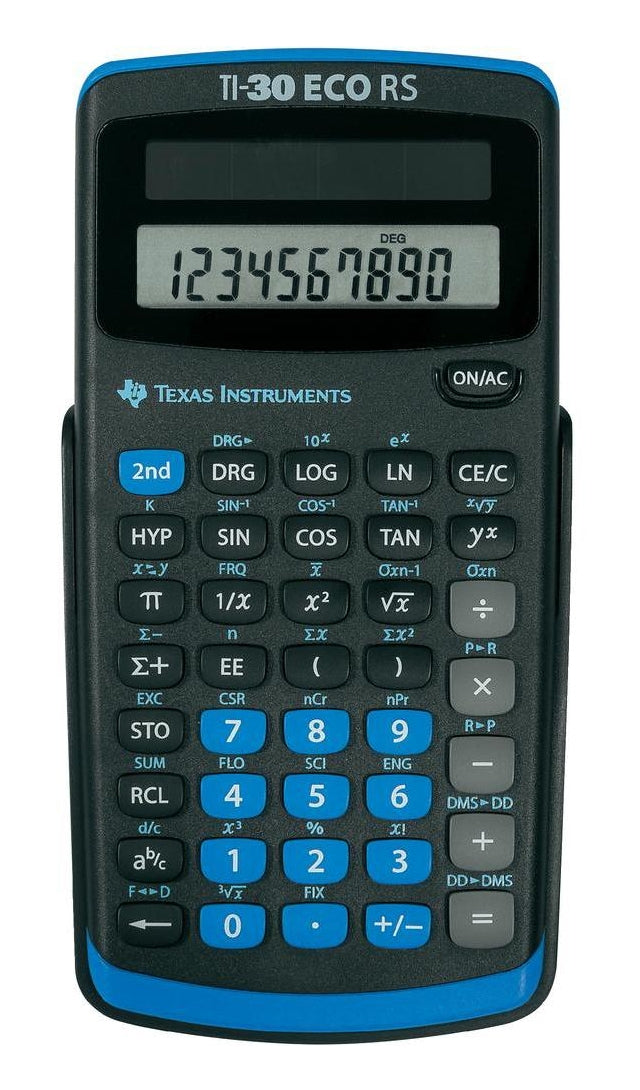 Texas Instruments Taschenrechner TI-30 ECO RS – 10+2-stellig, LCD, Prozent, Solar, Schwarz