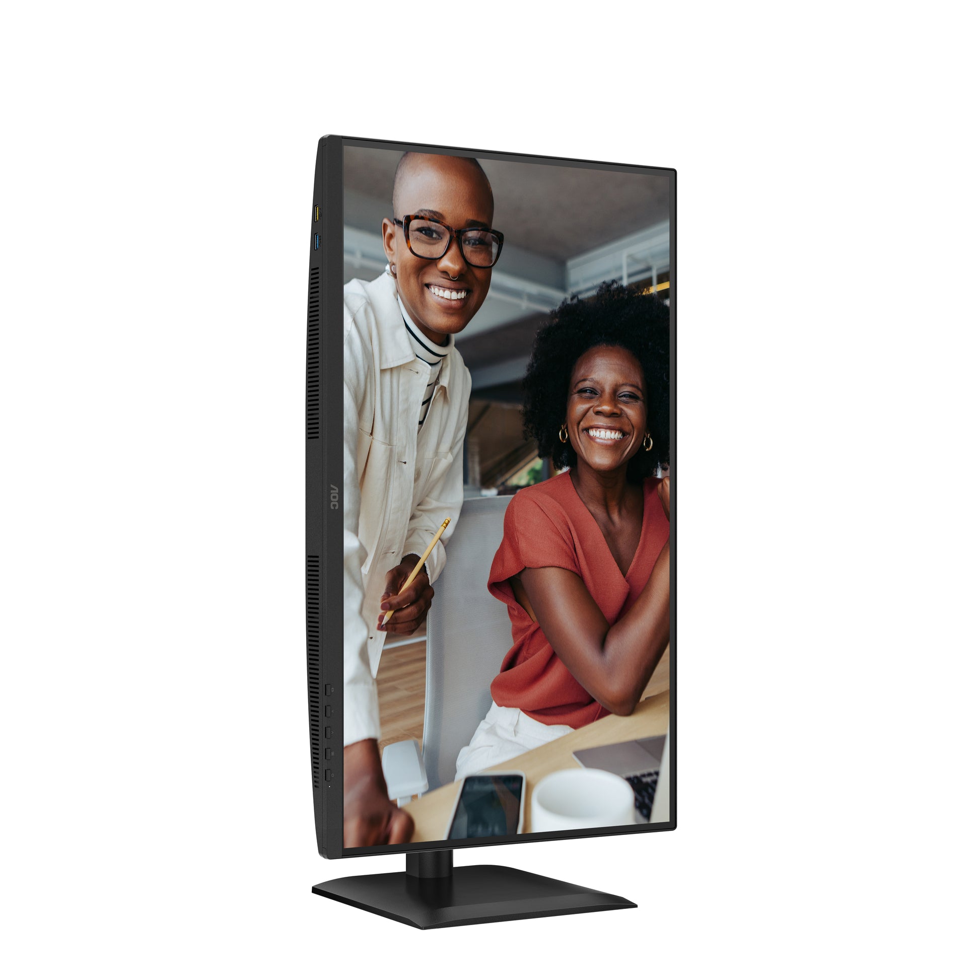 AOC 27E4CV – Monitor, 27", IPS, 120 Hz, 300 cd/m², USB-Hub, Lautsprecher, Adaptive Sync, Schwarz