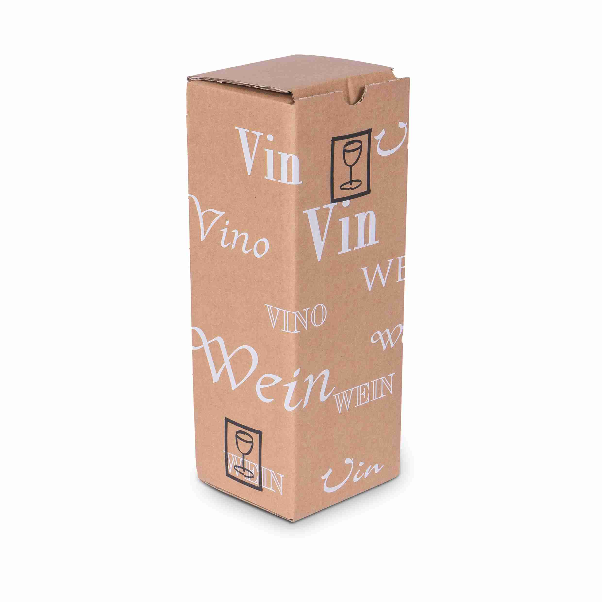 Model Weinversandkarton – für 1 × 1,5 l, max. 385 mm & Ø110 mm – 198 × 198 × 323 mm, braun – 1 Palette (800 Stk.)