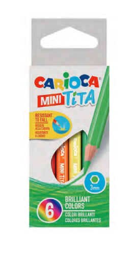 Carioca Mini Buntstifte Tita – grün, orange, rot, gelb, 6 Stück