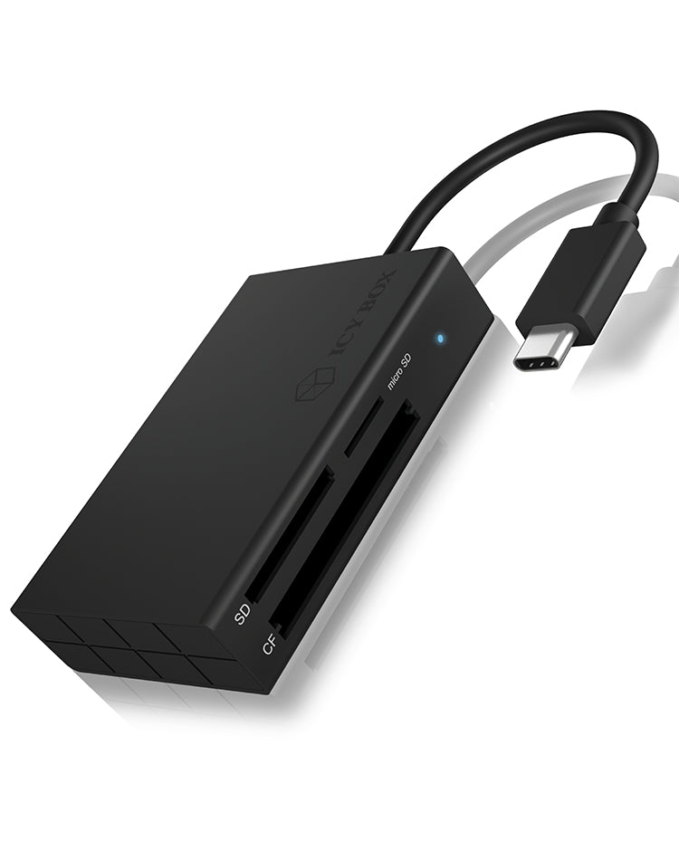 ICY BOX IB-CR401-C3 Kartenleser – 3 Steckplätze (CF, SD, microSD), 5 Gbit/s, USB-C (USB 3.2 Gen 1) – Schwarz