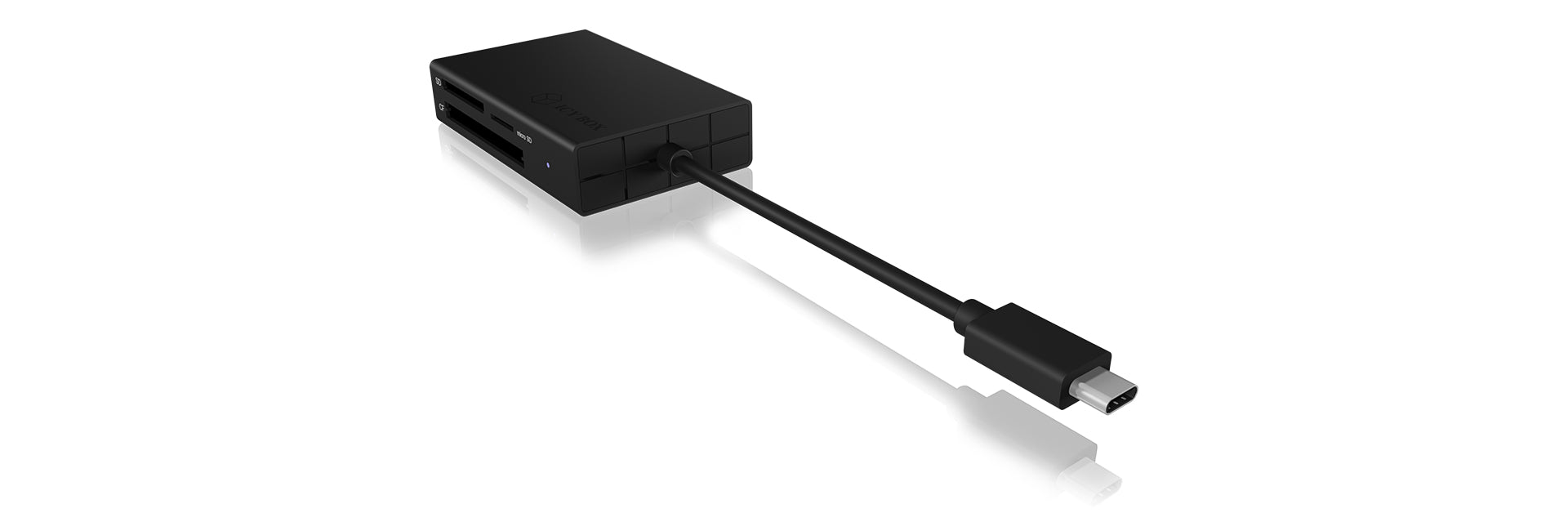 ICY BOX IB-CR401-C3 Kartenleser – 3 Steckplätze (CF, SD, microSD), 5 Gbit/s, USB-C (USB 3.2 Gen 1) – Schwarz