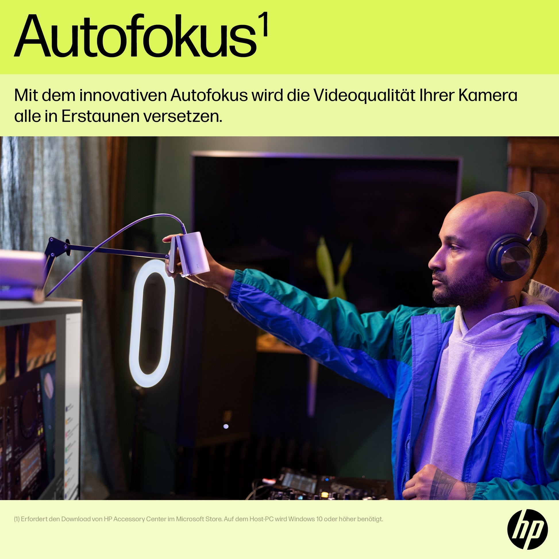 HP 960 – Webcam – 4K, bis 30 fps, USB‑A, Autofokus, 5× digitaler Zoom, Stereo-Mikrofon, Silber