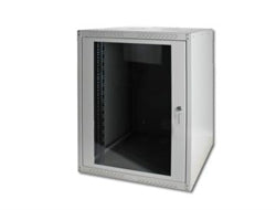 Digitus Dynamic Basic – 19" Wandverteiler 19U, IP20, abschliessbar, 600 × 450 × 816 mm, grau, Glas/Stahl