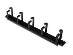 Digitus Kabelrangierpanel – Schwarz, mit Kabelführungsbügeln, für 483 mm (19")-Schränke, 1HE