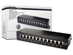 Digitus DESKTCAT6A – Patchpanel, geschirmt, 12× RJ-45, Cat-6A, 10 Gbit/s, Desktop, Schwarz