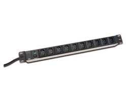 Digitus Steckdosenleiste – 10 × IEC C13, Schalter, 2 m, Stecker IEC C14, 10 A / 2500 W, Schwarz
