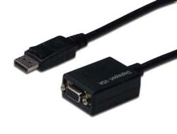 Digitus DisplayPort (Stecker) auf VGA (D-Sub) (Buchse) Adapter, DP 1.2, 15 cm, magnetisch abgeschirmt