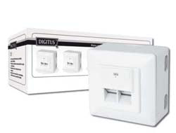Digitus RJ-45-Kupplung – Cat 6, 2-fach, Aufputz, Weiss