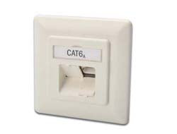 Digitus RJ-45-Kupplung – 2× RJ-45, Cat 6a, geschirmt, Unterputz, 80×80 mm, Weiss