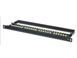 Digitus Patchpanel – Cat6 (Klasse E), 24× RJ-45, 0,5U, 19", Schwarz, Metall