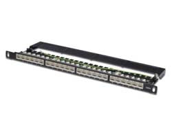 Digitus CAT6 (Klasse E) Patchpanel – 24× RJ-45, geschirmt, 0,5U, 19", Schwarz