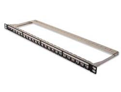 Digitus Patchpanel – 24× RJ‑45, Cat6a, geschirmt, 0,5U, Schwarz, SPCC, Rackeinbau