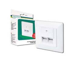 Digitus Datendose CAT6 – 2× RJ‑45, Unterputz, 80×80 mm, Weiss