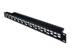 Digitus Modulares Patchpanel – Cat6a, 10G, 24× RJ‑45, 19", Schwarz