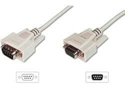 Digitus Verlängerungskabel D-Sub9 (Männlich zu Weiblich) – 10 m – Beige