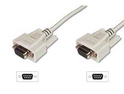 Digitus Seriell-Adapter D-Sub9 zu D-Sub9 – geschirmt, AWG 28, 2 m, Beige