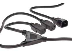 Digitus Netzkabel, IEC C14 auf 2× IEC C13, 250 V, 1,7 m, Schwarz