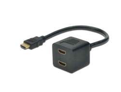 Digitus HDMI-Kabel, HDMI / 2 × HDMI, Schwarz, 1 Stück