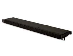 Digitus Patchpanel – 24× RJ-45, Cat6a (Klasse EA), geschirmt, 0,5U, 19", Schwarz