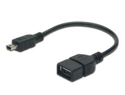 Digitus USB-Kabel, Mini-USB zu USB-A, 0,2 m, USB 2.0