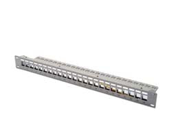 Digitus Patchpanel 24-Port – geschirmt, Rackeinbau 1U, 483 mm × 1,5 mm, Grau