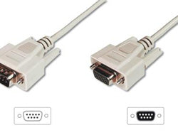 Digitus Verlängerungskabel D-Sub9 zu D-Sub9 – 2 m, Beige, Nickelkontakte