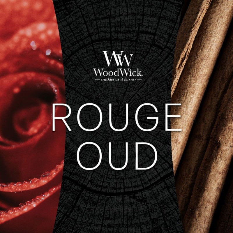 WoodWick Duftkerze Rouge Oud, Sojawachs / Glas, sortiert, parfümiert, Ø 10 cm, 1 Stück