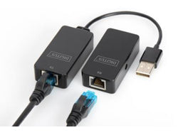 Digitus DA-70141 USB-Extender-Set – USB 2.0, bis 50 m über Cat5/5e/6, PoE-fähig, 1× USB-A – Schwarz