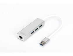 Digitus USB-Hub – 3× USB-A, GbE, für Windows/Mac/Linux