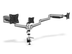 Digitus Monitorarm, 3-fach, Tischklemme – bis 27", VESA 75 × 75/100 × 100 mm, 6 kg, Schwarz/Grau
