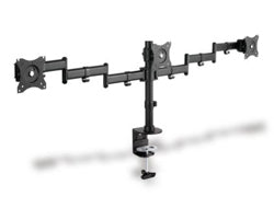 Digitus Monitorarm, Triple, Tischklemme, bis 27", VESA 75 × 75/100 × 100 mm, 8 kg, schwarz