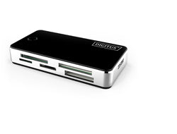 Digitus USB-Kartenleser USB – CF, SD, microSD, Memory Stick – USB 3.2 Gen 1 (5 Gbit/s) – 1 m – Schwarz/Weiss