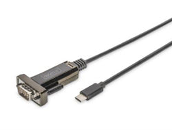 Digitus Seriell-Adapter USB-C zu DB-9 (RS-232, 9-pol, männlich zu männlich) – 1 m – Schwarz