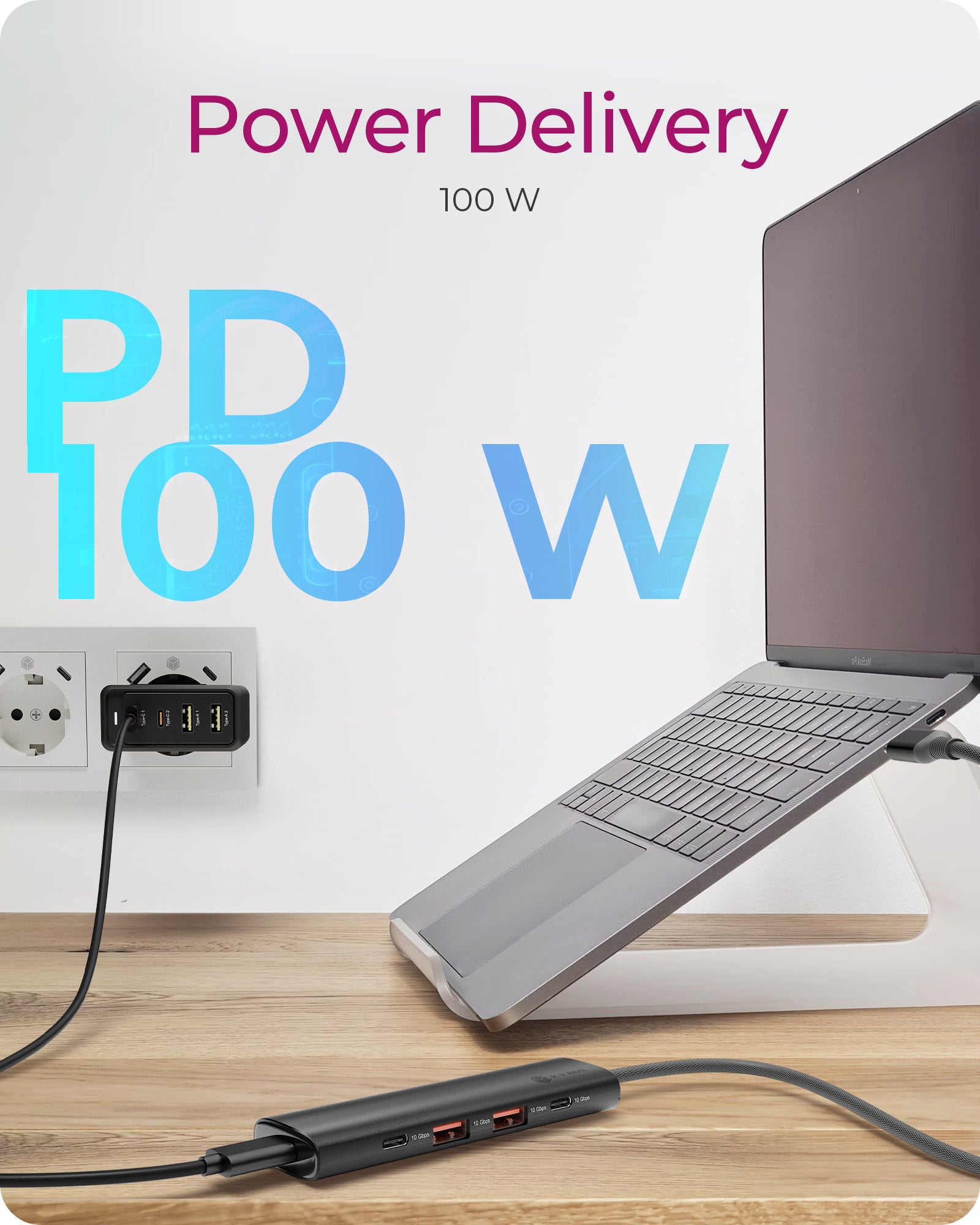 ICY BOX IB1437-CPD USB-Hub – USB-C, 2× USB-A, 2× USB-C, 100 W PD, für Windows/Mac