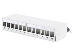 Digitus Modulares Patchpanel – 12× RJ-45, geschirmt, 19", 1U, Grau